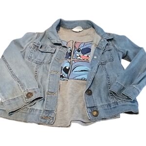 🔥Carters Girl Denim Jacket with Graphic Tee  Size 4/5🔥10 If You Get Bundle🔥